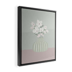 Wildflower bouquet in vase illustration - muted green, dusty pink and beige flowers Framed Canvas Print Gallery Image 2
