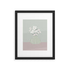Wildflower bouquet in vase illustration - muted green, dusty pink and beige flowers Framed Art Print Gallery Image 6