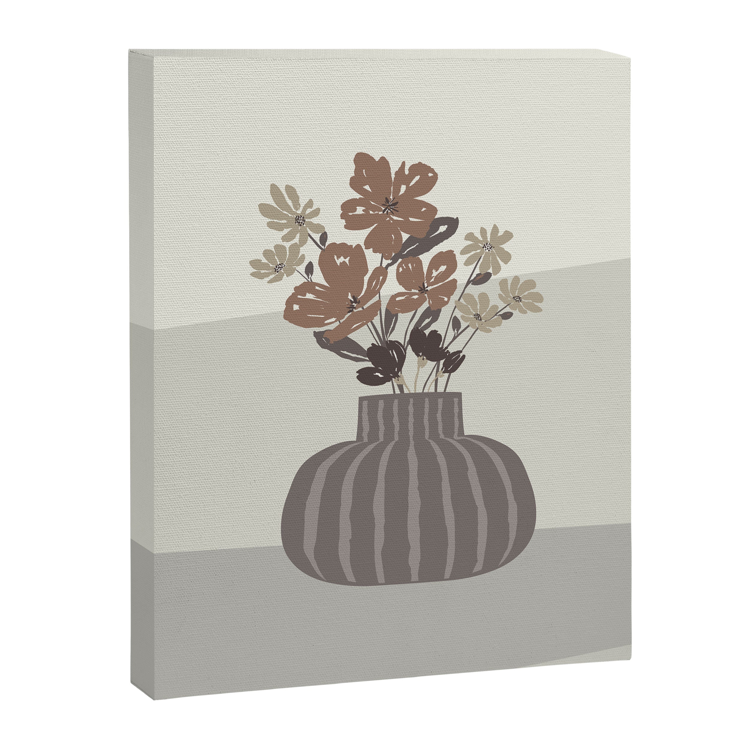 Wildflower bouquet in vase illustration - pantone brown mocha mousse Canvas Print Gallery Image 8