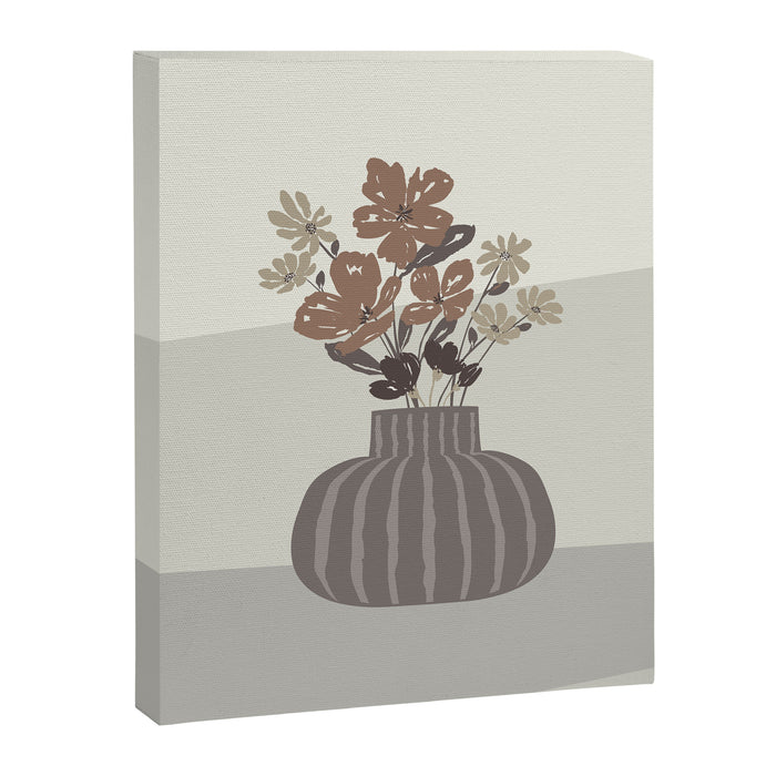 Wildflower bouquet in vase illustration - pantone brown mocha mousse Canvas Print Gallery Image 1