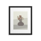 Wildflower bouquet in vase illustration - pantone brown mocha mousse Framed Art Print Gallery Image 6