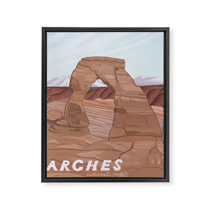 Arches National Park, National Parks Poster, Illustrated Arches, Utah, Capitol Reef, Zion Framed Canvas Print Gallery Image 1