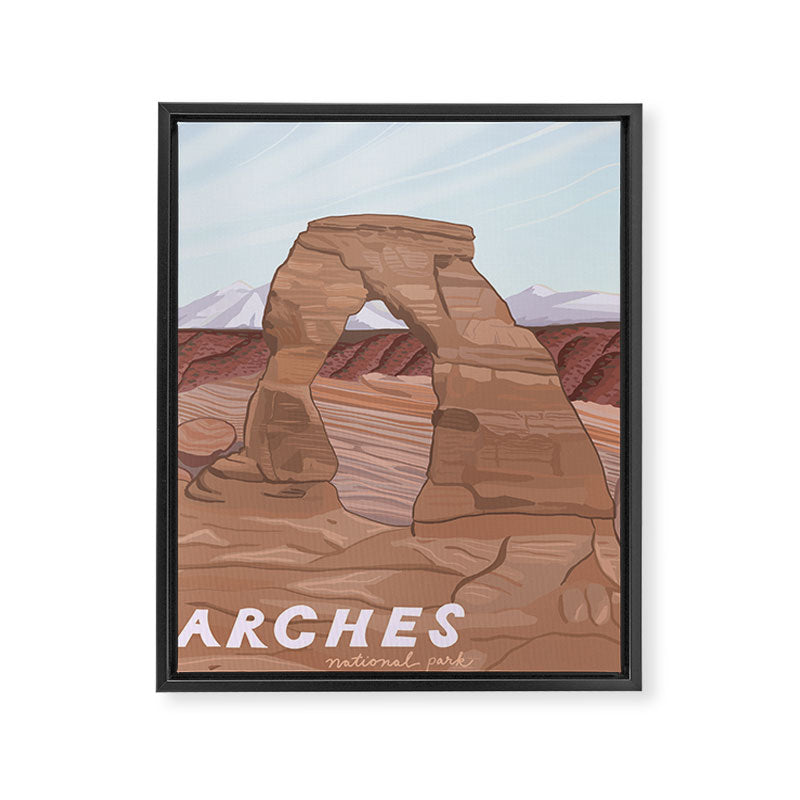 Arches National Park, National Parks Poster, Illustrated Arches, Utah, Capitol Reef, Zion Framed Canvas Print Gallery Image 6