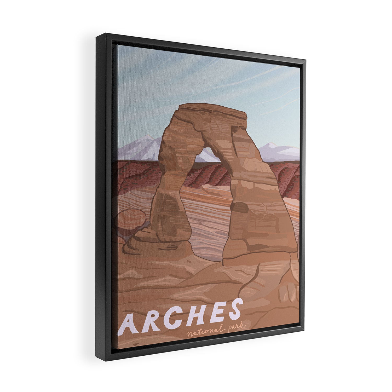Arches National Park, National Parks Poster, Illustrated Arches, Utah, Capitol Reef, Zion Framed Canvas Print Gallery Image 2
