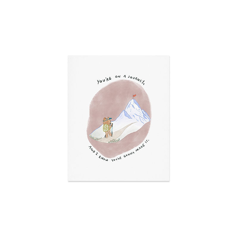Bear on a Journey, Mountain Adventure Art Print Gallery Image 1