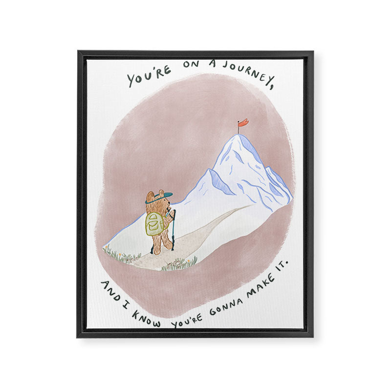 Bear on a Journey, Mountain Adventure Framed Canvas Print Gallery Image 8
