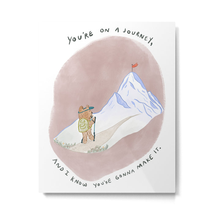 Bear on a Journey, Mountain Adventure Metal Print Gallery Image 1