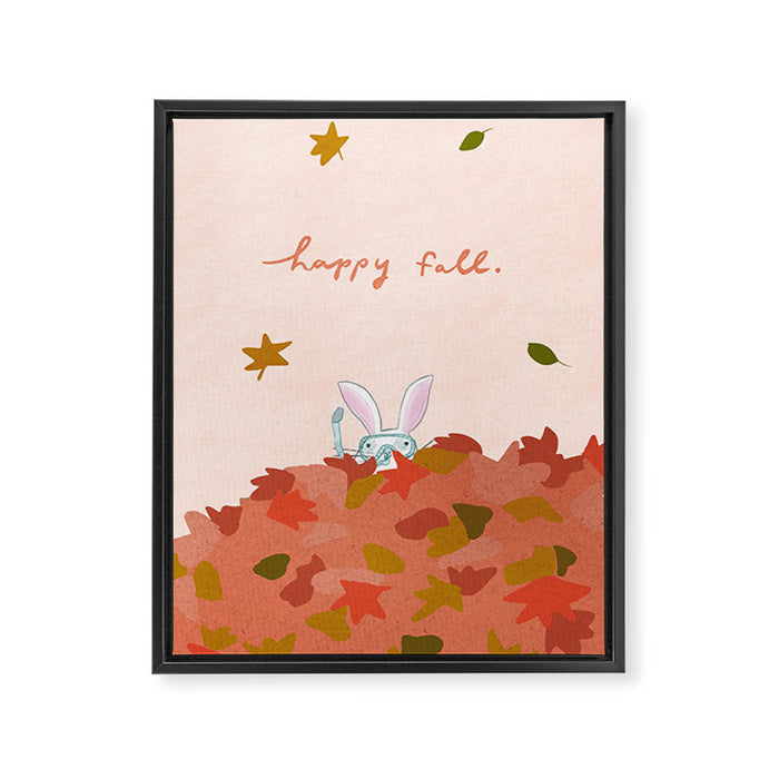 Happy Fall // Bunny in Snorkel Framed Canvas Print Gallery Image 1
