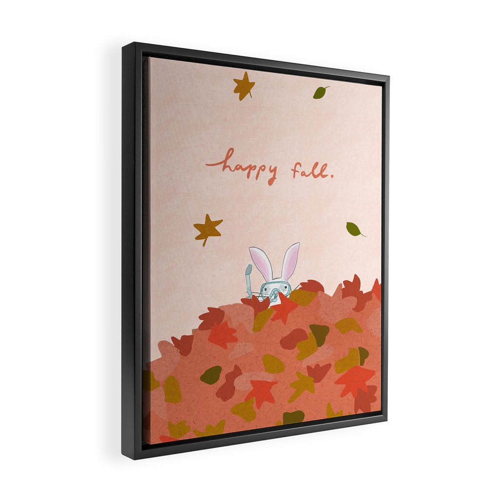 Happy Fall // Bunny in Snorkel Framed Canvas Print Gallery Image 2
