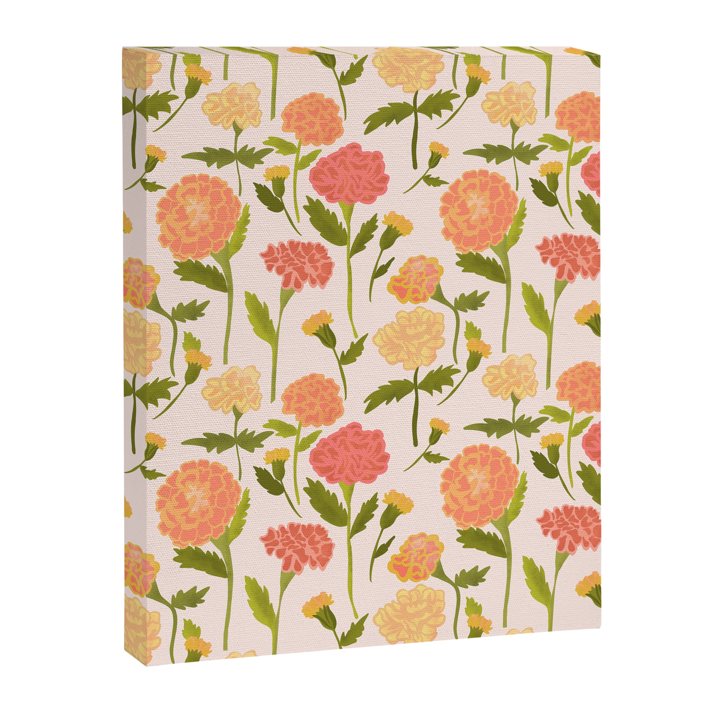 Marigold Dream / Warm Flower Pattern Canvas Print Gallery Image 8