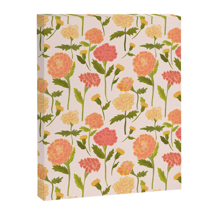 Marigold Dream / Warm Flower Pattern Canvas Print Gallery Image 1