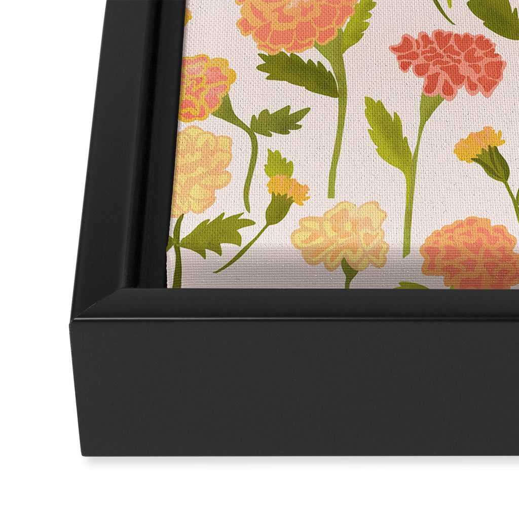 Marigold Dream / Warm Flower Pattern Framed Canvas Print Gallery Image 3