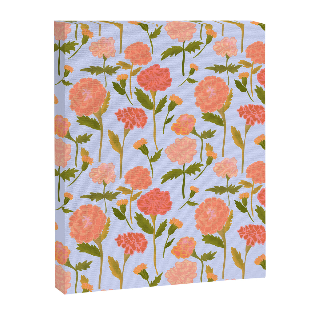 Marigolds / Periwinkle flower pattern Canvas Print Gallery Image 6