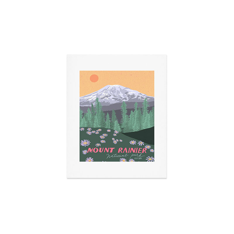 Mount Rainier National Park, Vintage Style Art Print Gallery Image 1