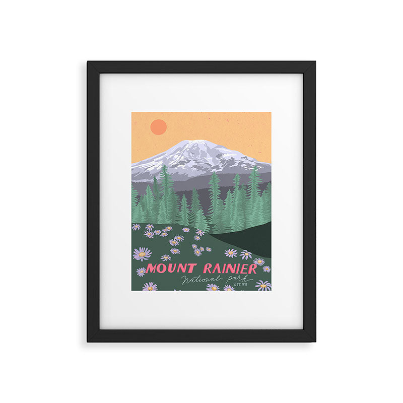 Mount Rainier National Park, Vintage Style Framed Art Print Gallery Image 5