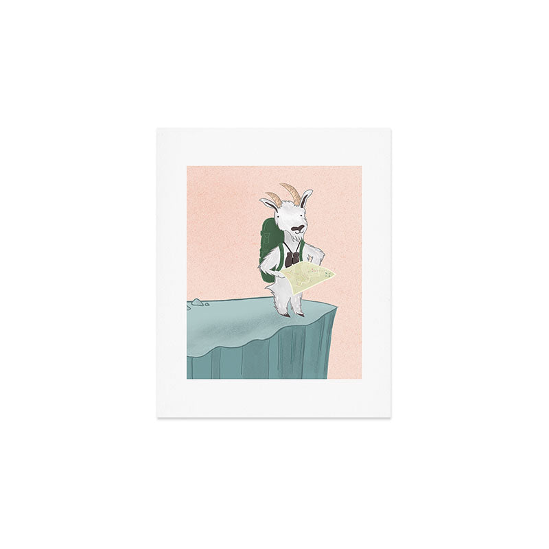 Mountain Goat on an Adventure Art Print Gallery Image 1