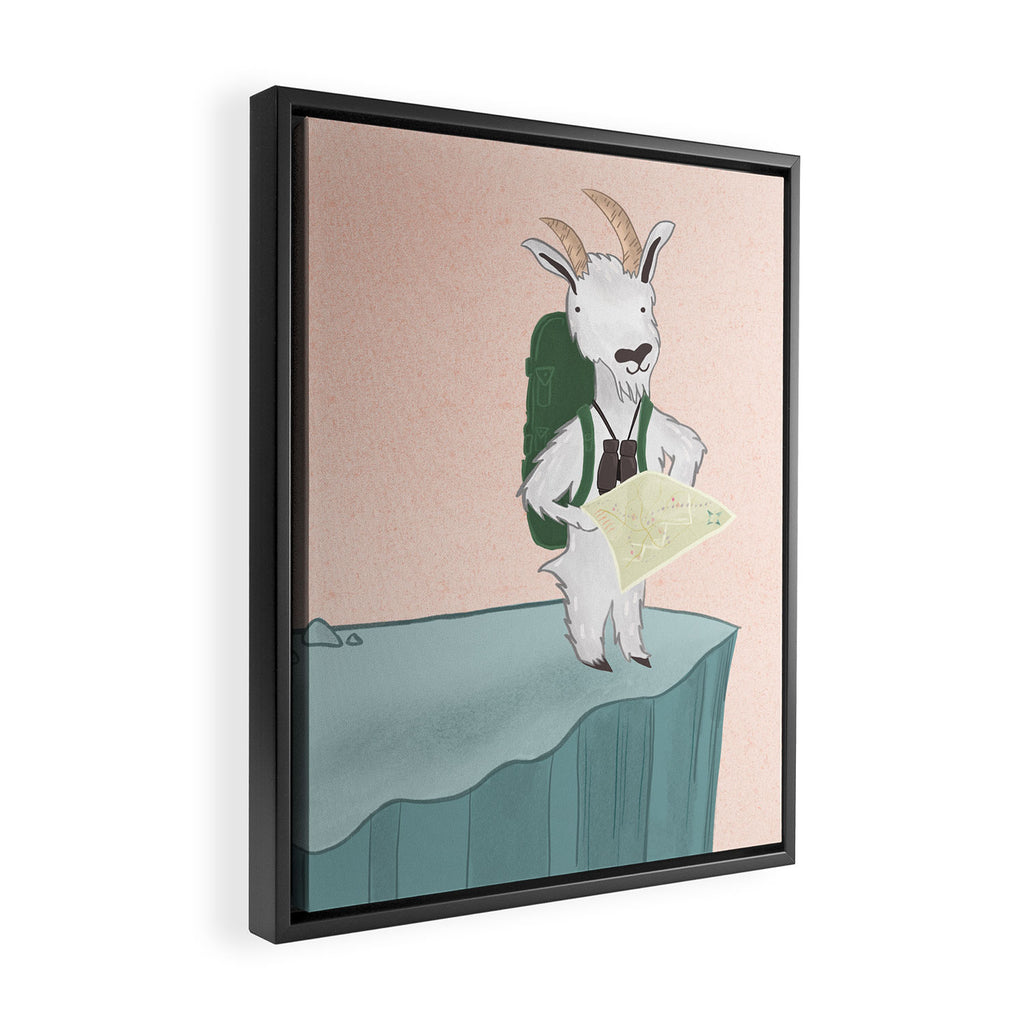 Mountain Goat on an Adventure Framed Canvas Print Gallery Image 2