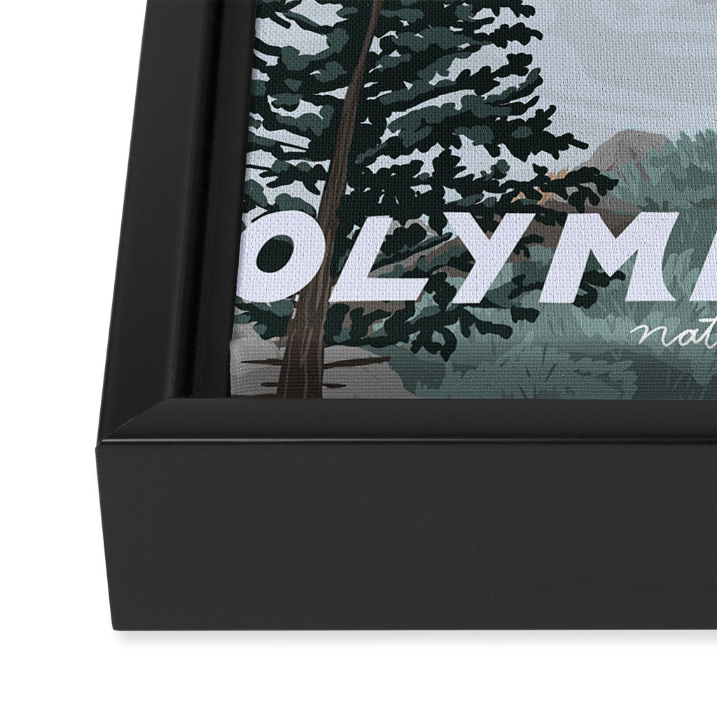 Olympic National Park Poster, Washington, illustrated National Parks USA Framed Canvas Print Gallery Image 3