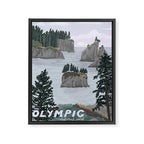Olympic National Park Poster, Washington, illustrated National Parks USA Framed Canvas Print Gallery Image 6