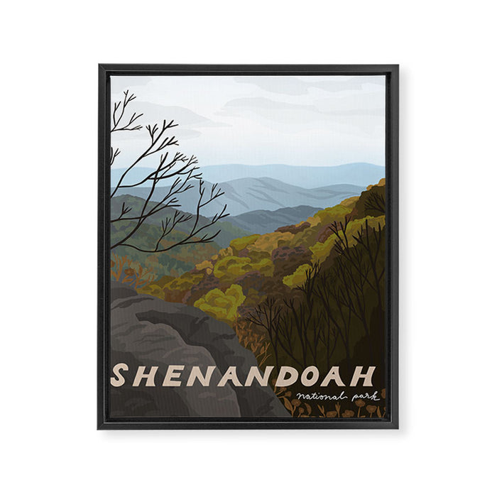 Shenandoah National Park, Virginia, Shenandoah River, Retro Vintage Style Poster Framed Canvas Print Gallery Image 1