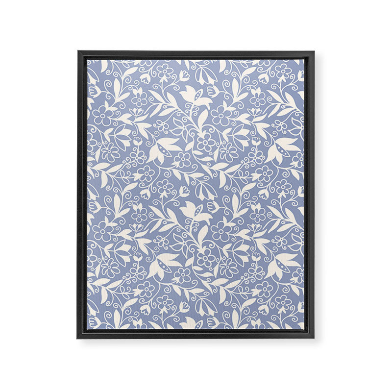 Soft Blue and White Floral Pattern  Framed Canvas Print Gallery Image 6