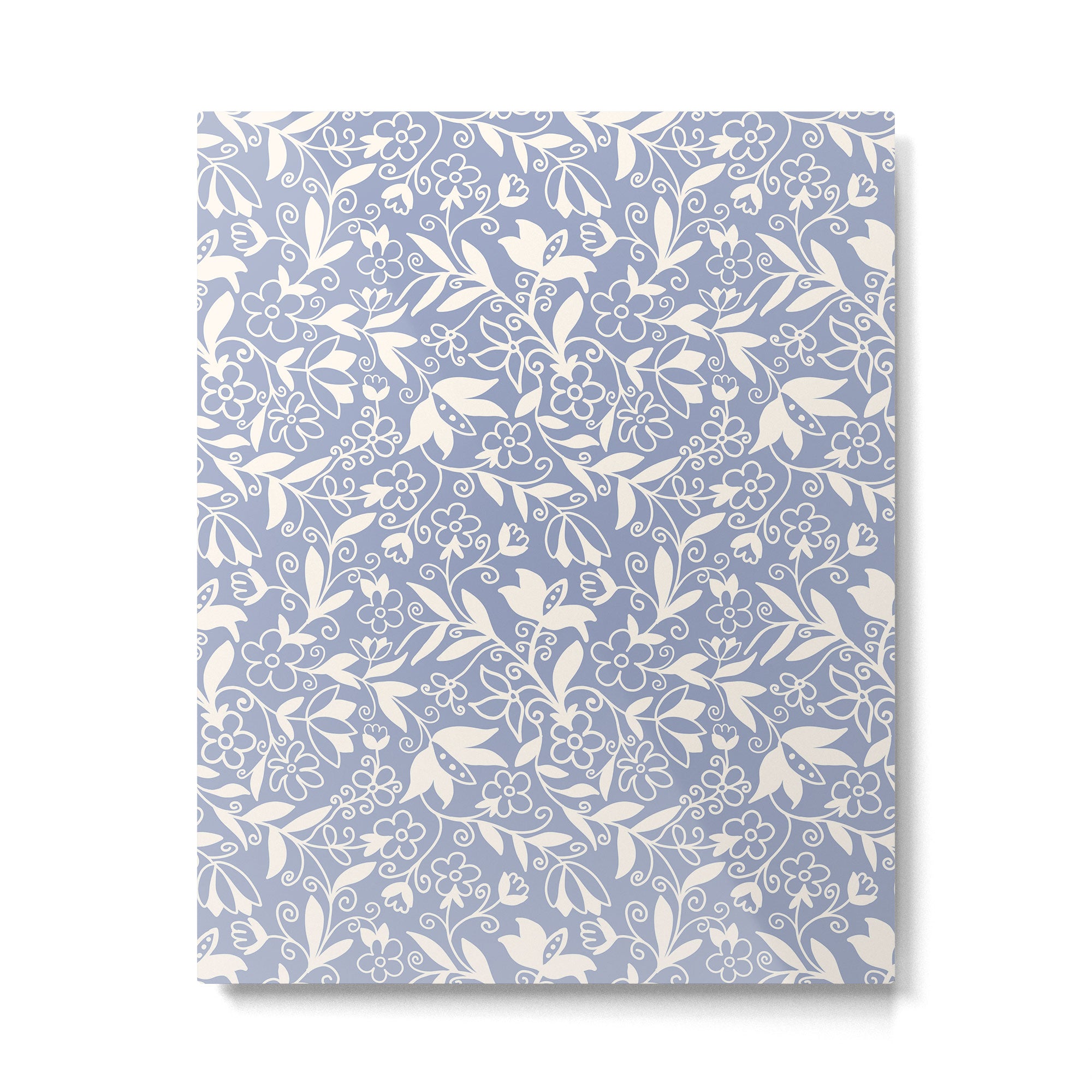 Soft Blue and White Floral Pattern  Metal Print Gallery Image 4