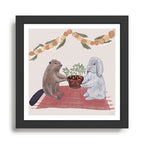 The Season of Giving, Beaver and Rabbit Framed Art Print Gallery Image 1