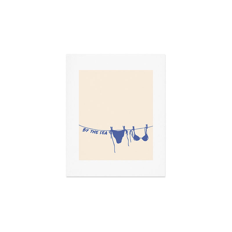 blue bikini clothesline - by the sea Art Print Gallery Image 1