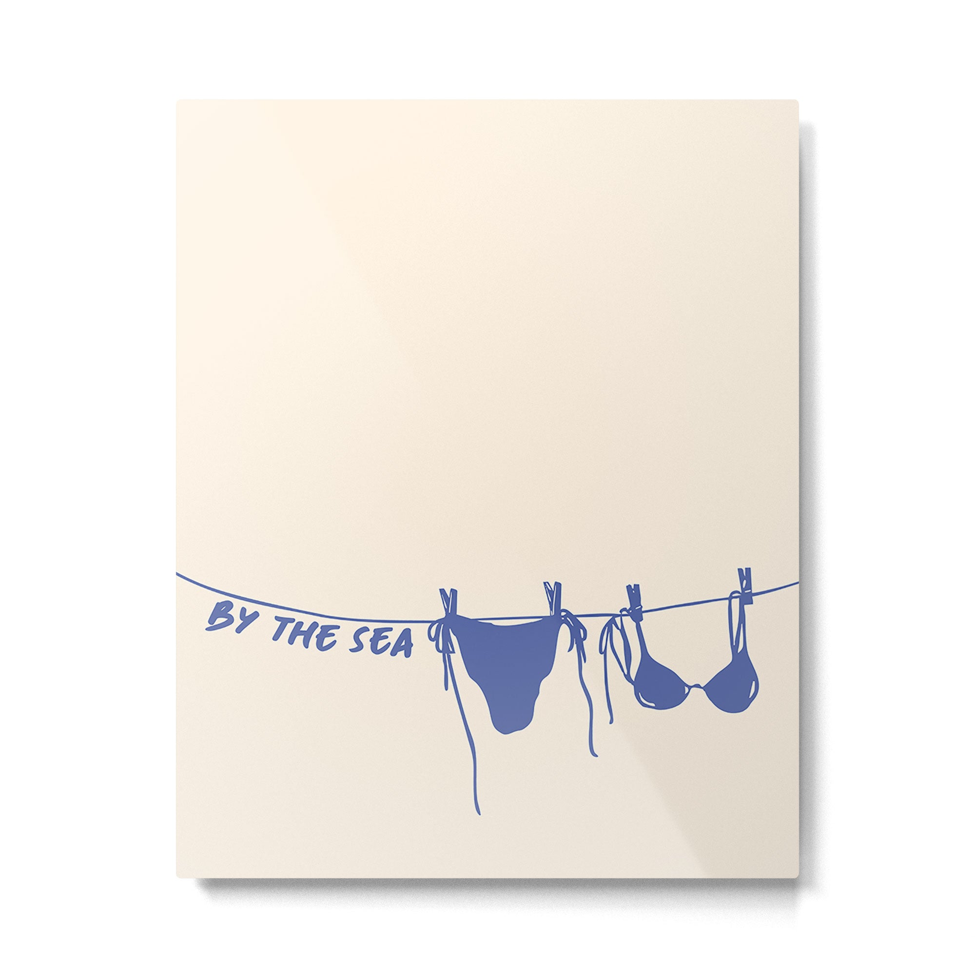 blue bikini clothesline - by the sea Metal Print Gallery Image 4