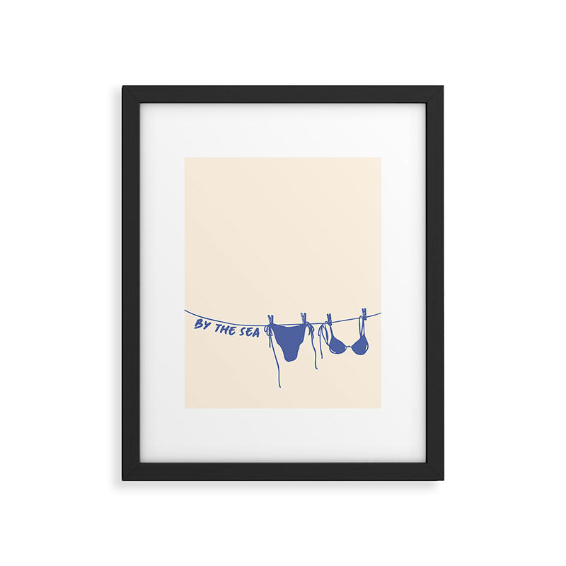 blue bikini clothesline - by the sea Framed Art Print Gallery Image 5