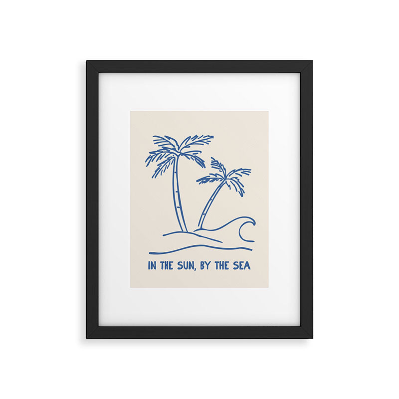 by the sea - palm trees line art Framed Art Print Gallery Image 5