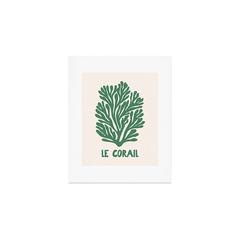 le corail - green abstract coastal art Art Print Gallery Image 1