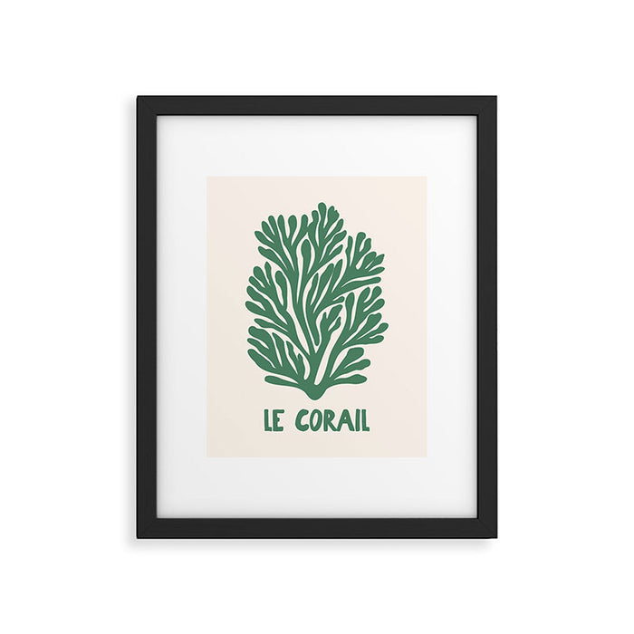 le corail - green abstract coastal art Framed Art Print Gallery Image 1