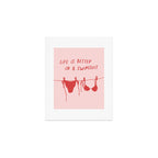 life is better in a swimsuit - red bikini clothesline Art Print Gallery Image 1