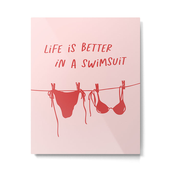 life is better in a swimsuit - red bikini clothesline Metal Print Gallery Image 1
