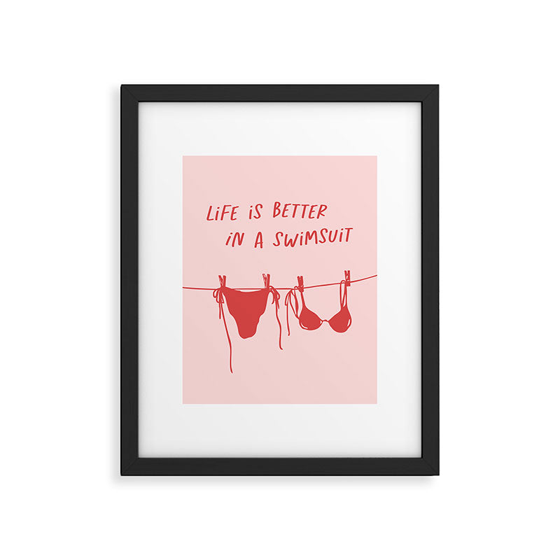 life is better in a swimsuit - red bikini clothesline Framed Art Print Gallery Image 5