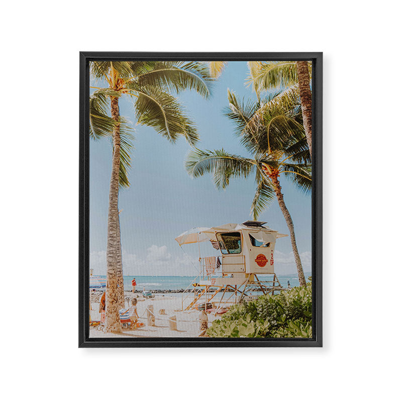 no lifeguard lxxiv / waikiki, hawaii Framed Canvas Print Gallery Image 6
