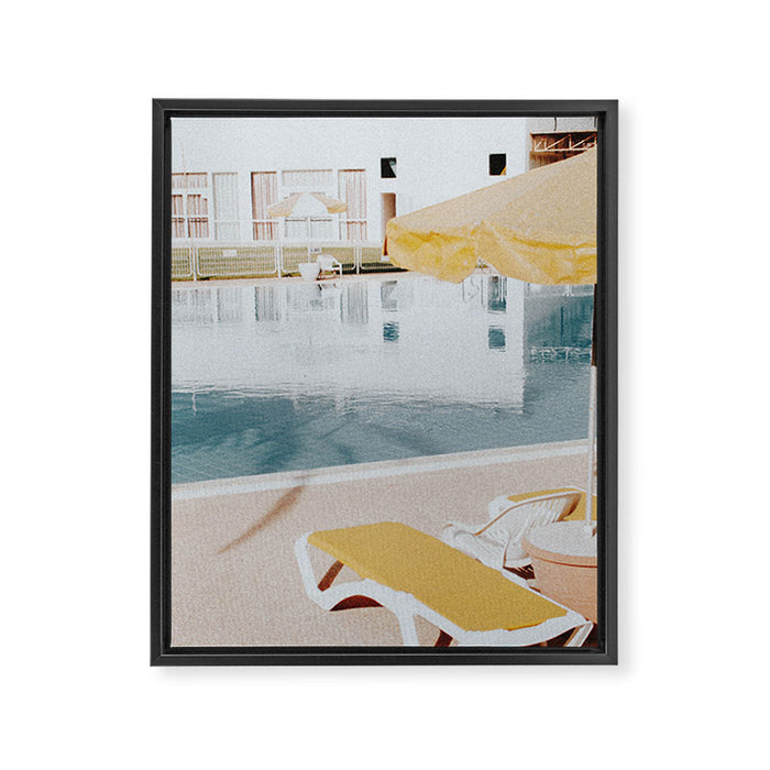 vintage summer poolside Framed Canvas Print Gallery Image 1