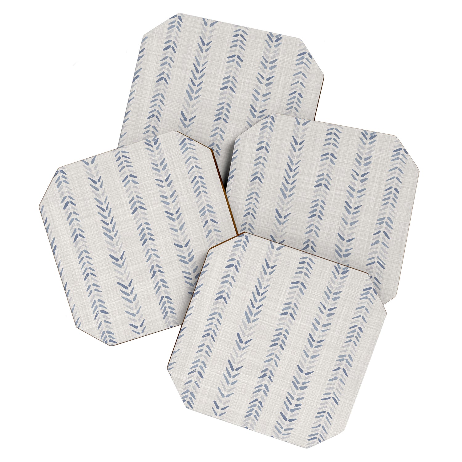 French blue ecru linen grain sack Coaster Gallery Image 1
