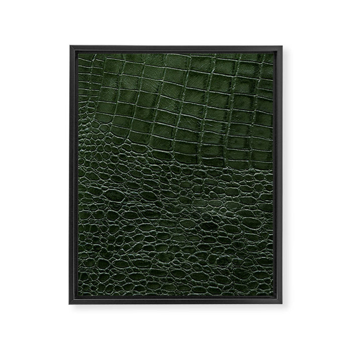 Green faux leather pattern Framed Canvas Print Gallery Image 1