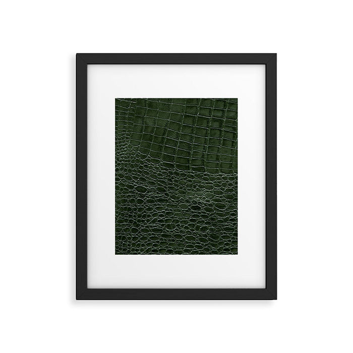 Green faux leather pattern Framed Art Print Gallery Image 1