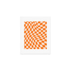Orange checkered warped pattern, retro 80s groovy Art Print Gallery Image 1