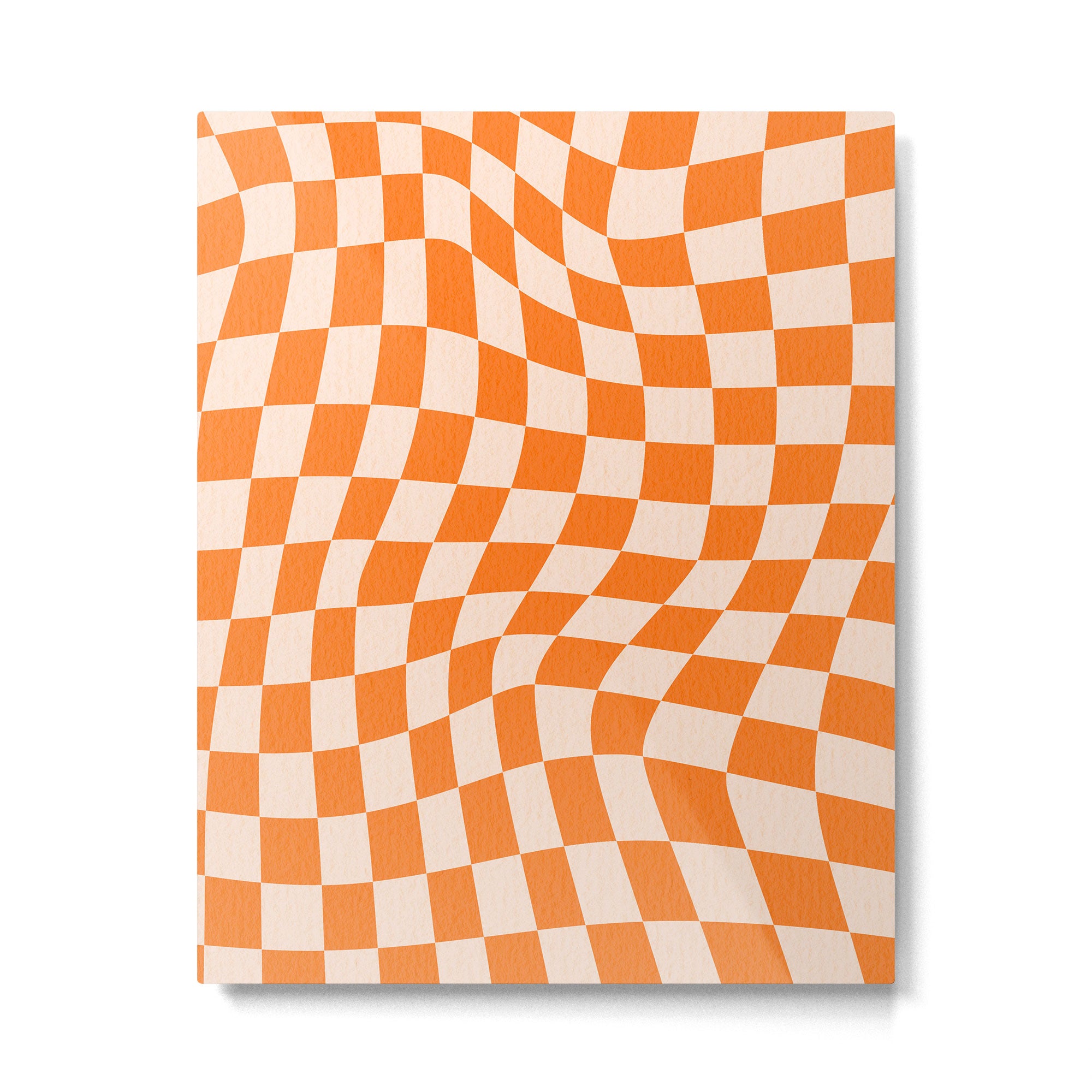 Orange checkered warped pattern, retro 80s groovy Metal Print Gallery Image 6