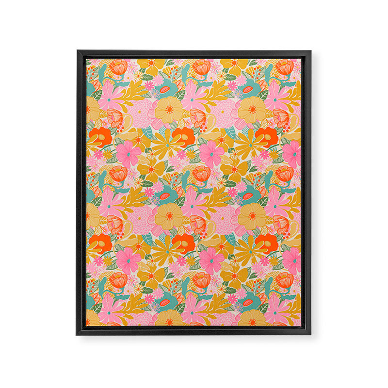 60's Retro Floral Framed Canvas Print Gallery Image 8