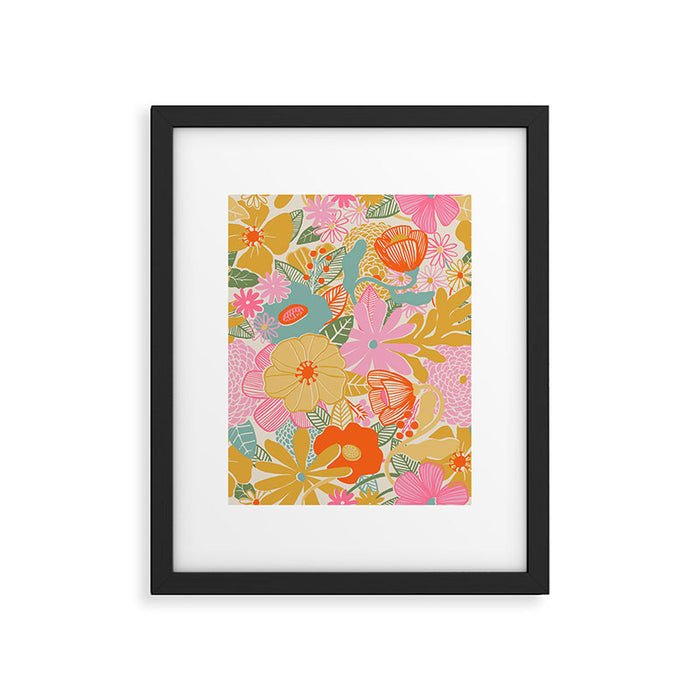 60's Retro Floral Framed Art Print Gallery Image 1