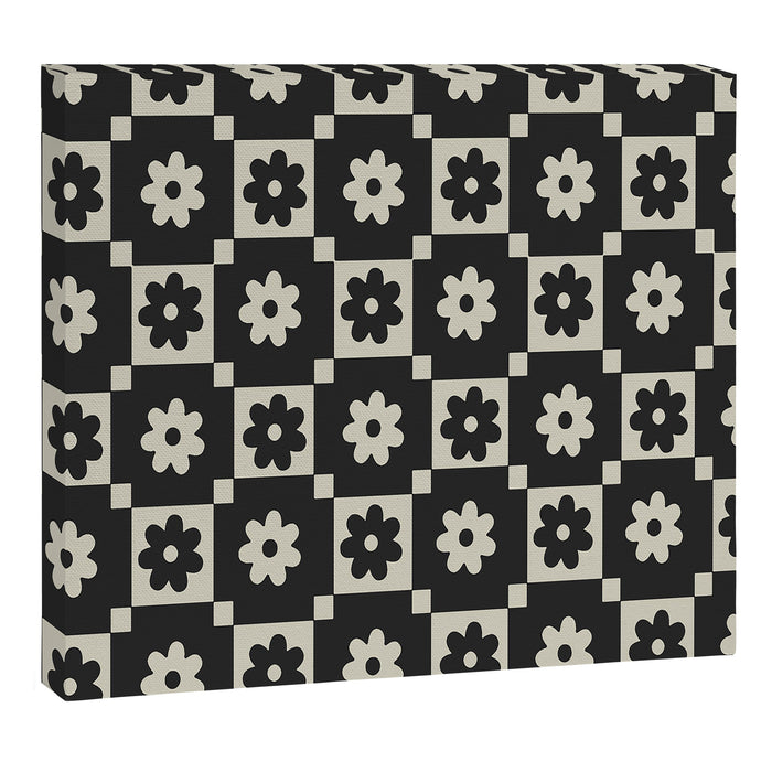 Checkered Daisy - Black ink Canvas Print Gallery Image 1