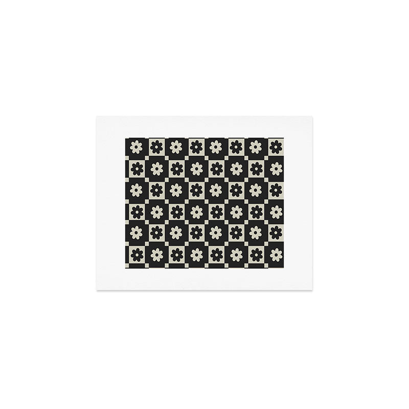 Checkered Daisy - Black ink Art Print Gallery Image 1