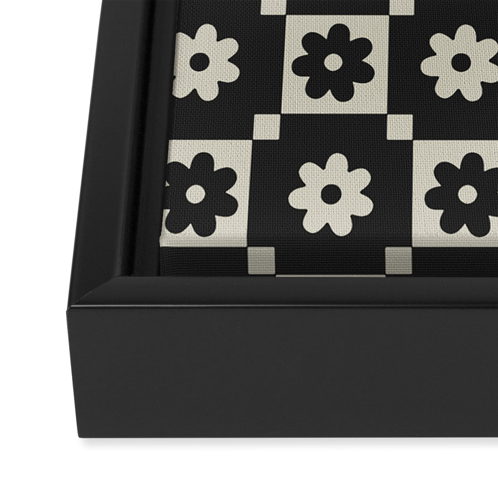 Checkered Daisy - Black ink Framed Canvas Print Gallery Image 3