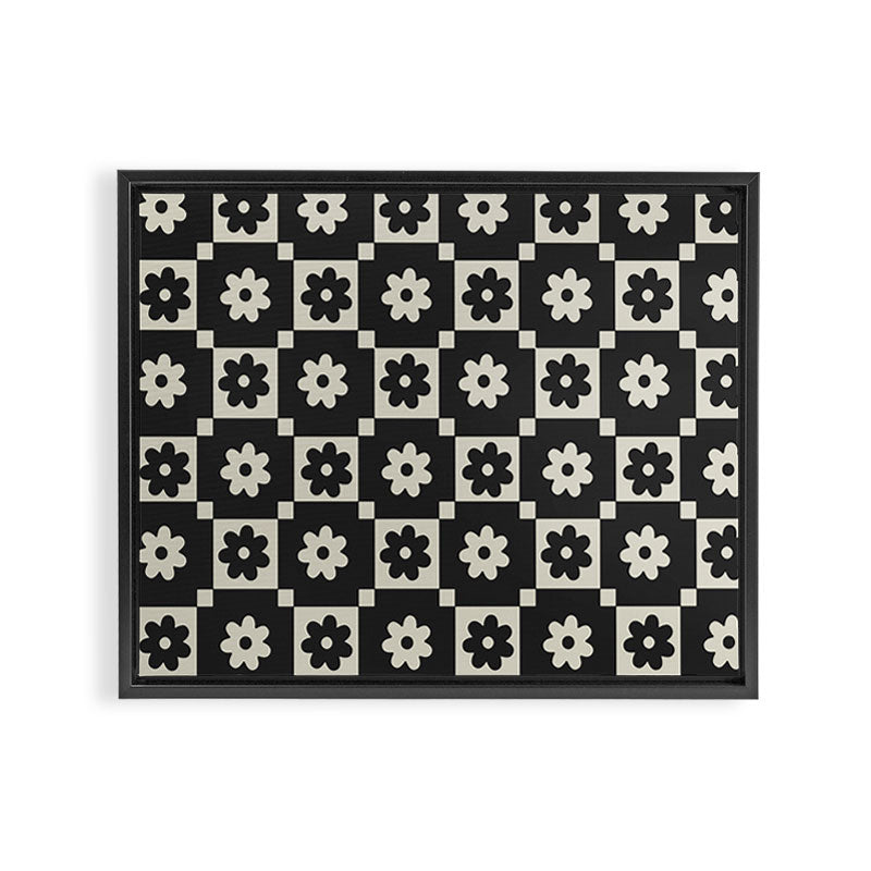 Checkered Daisy - Black ink Framed Canvas Print Gallery Image 8