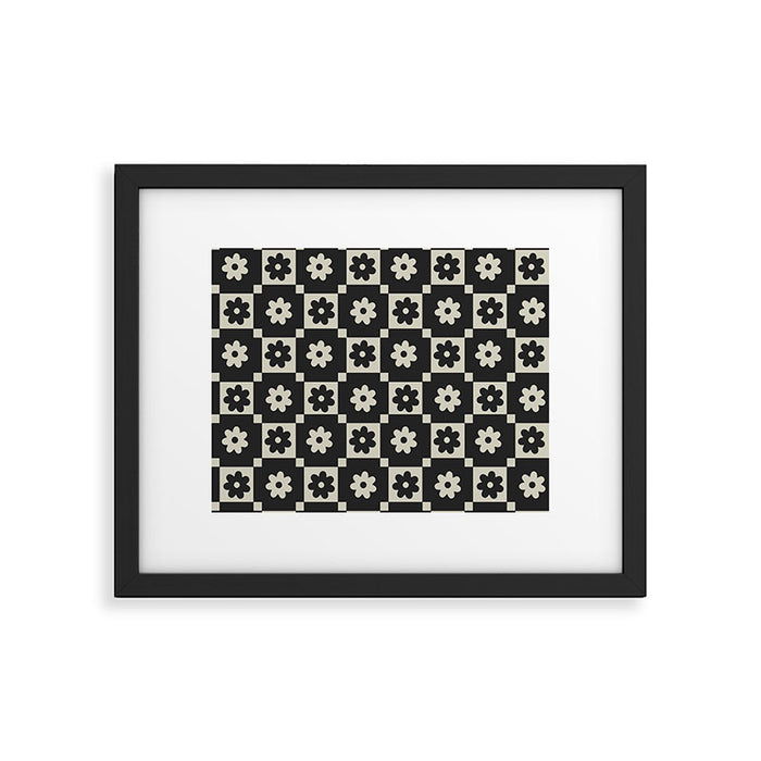 Checkered Daisy - Black ink Framed Art Print Gallery Image 1